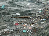 Waste floating on the surface of the ocean